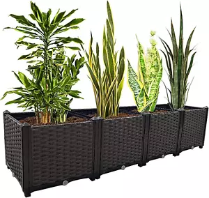 Large Planters for Outdoor Plants Raised Garden Bed Elevated Rectangular Garden - Picture 1 of 6