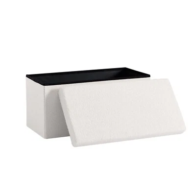 Sitzhocker Sitzwürfel,Fußbank Truhen Aufbewahrungsbox,Deckel abnehmbar,Plüsch 76 - Bild 1 von 4