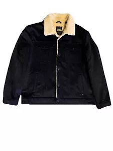 Scotch & Soda Men's Fleece Lined Wool Blend Trucker Jacket Snap Up Navy Size XXL - Picture 1 of 7