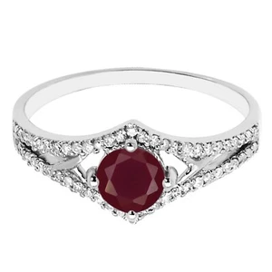 1,60Kt 100% Natürlich Rot Rubin IGI Zertifiziert Diamant Ring Im 585er Weißgold - Bild 1 von 4