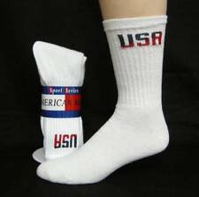 6 Pairs Big Mens Extended Size USA LOGO Soft Cotton Blend Crew Socks  USA Made 