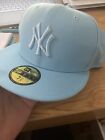 New York Yankees New Era 59FIFTY Fitted Cap HAT 5950 BABY SKY LIGHT BLUE WHITE