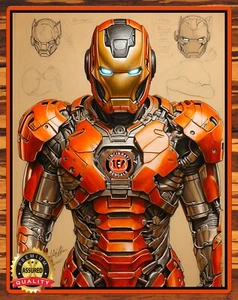 Cincinnati Bengals - Iron Man - Arte por firmar - Letrero de metal 11 x 14 - Imagen 1 de 4