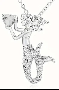 MERMAID CHAIN PENDANT WHITE UNISEX ADULT KIDS VALENTINES CHRISTMAS BIRTHDAY GIFT - Picture 1 of 5