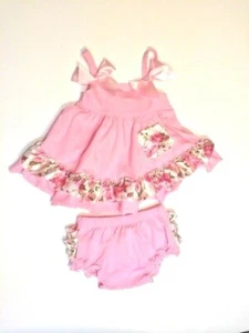 size 1 Year toddler girls top & bloomers pink floral ruffle top & bloomers - Picture 1 of 5