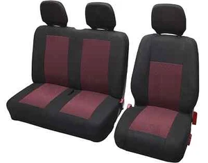 2+1 Seat Protector Set – Black/Red Fabric for CITROEN Jumper, Jumpy Vans - Picture 1 of 3
