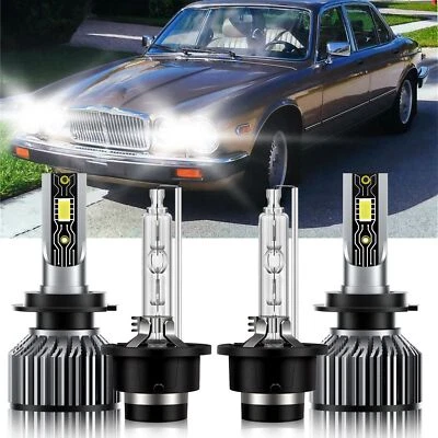 4X LED HID Headlight Bulbs High & Low 6500K For Jaguar Vanden Plas 2007-2009 - Image 1 of 4