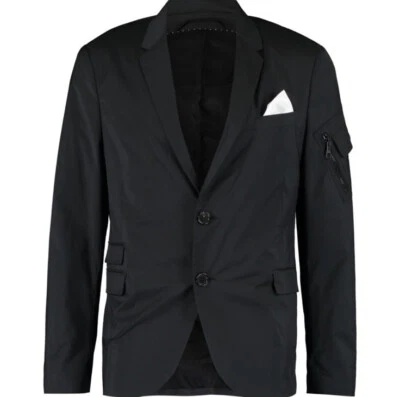£1,485 NEIL BARRETT Black Zip Pocket Blazer Jacket - Made In Italy - Image 1 of 3