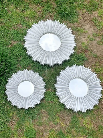 Vintage Silver Star Burst BASSETT MIRROR CO Set 3 Shabby Chic Eclectic ❤️sj11h7s Cover