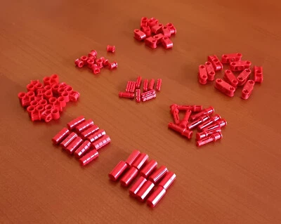 Lotto 96 Lego Technic Rosso Bright Red Pin Connettore Asse - Immagine 1 di 3