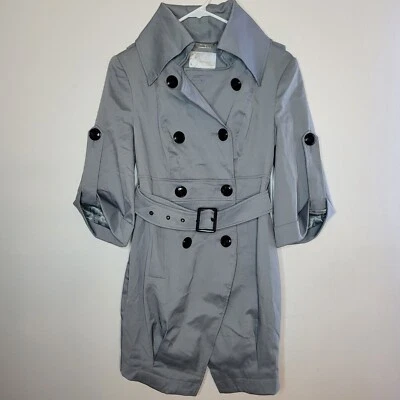 Trench coat feminino Vero Moda cinza médio com cinto retrô feminino década de 1960 clássico - Imagem 1 de 4