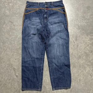 Marithe Francois Girbaud Jeans Mens 40x32 Baggy Embroidered Y2K Streetwear Denim - Picture 1 of 11