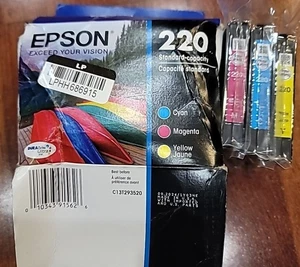 Cartucce inchiostro stampante Epson 220 autentiche ciano/magenta/giallo confezione da 3 NUOVE SIGILLATE - Foto 1 di 5