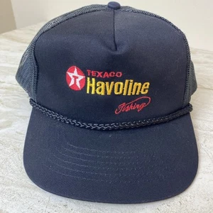Vintage Texaco Havoline Black Fishing Snapback Trucker Hat - Picture 1 of 5