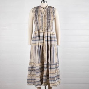 Laurel Grey Plus XXL ärmellos gestreift Sommer Stufen Maxikleid gefüttert Cottagecore - Bild 1 von 14