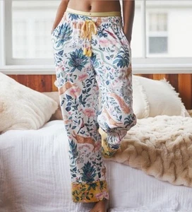 Pantaloni pigiama donna KELLY LOUISE JUDD Anthropologie taglia S favola foresta flanella - Foto 1 di 9