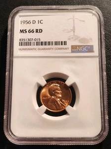 1956-D Lincoln Wheat Penny, NGC MS 66 Red - Picture 1 of 4