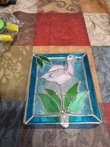 Stained Glass Pelican trinket Jewely Keepsake box - Picture 1 of 8