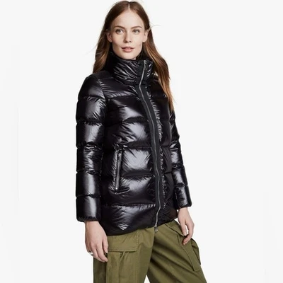 ADD Down KAW225 Shiny Black Puffer Jacket Size 0 Winter Fashion - Image 1 of 4