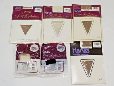 Lote de 885 panty mangueras vintage Hanes Silk Reflections CD 717 716 marrón blanco negro Foto 1 de 4
