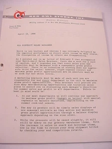 Vintage Red Owl Food Stores All District Sales Managers  35 Pages Ships Same Day - Picture 1 of 2