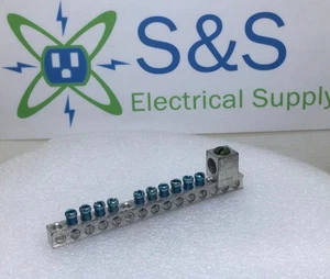 Cutler-Hammer BR1624L125G 15 Position 4-14 AWG Grounding Bar 5 3/8" x 1 1/4" - Picture 1 of 11