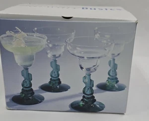 4er Set Vintage Siesta 7" Margarita Glas Kaktus und schlafender Mann mit Sombrero - Bild 1 von 8