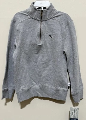 NWT Tommy Bahama Boys Kids/Youth Gray 1/4 Zip Pullover Long Sleeve Shirt SM/5-6 - Image 1 of 4