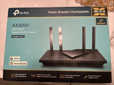 TP-Link AX3000 Dual-Band Gigabit Wi-Fi 6 Router - Archer AX55 New - Image 1 of 4