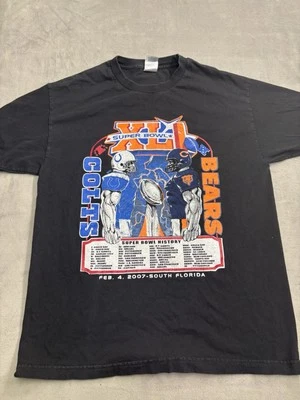 Camisa Super Bowl XLI 2007 Para Hombre Grande Negra Estampado Gráfico NFL Bears Colts Foto 1 de 4