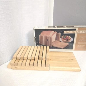 Foldable Bread Slicer Wood Cutting Board 1-2 Lb Loaf Homemade Baking Farmhouse - Picture 1 of 10