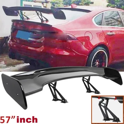 57" Rear Spoiler Wing For Jaguar XE XF F-Type Truck GT-Style Glossy Black - Imagem 1 de 4