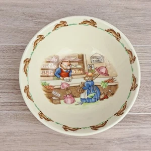 Royal Doulton Bunnykins Childs Soup Cereal Bowl Mr Piggly’s Store Vintage - Picture 1 of 14