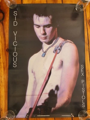 Póster de música vintage original de Sex Pistols Sid Vicious 1987 Inglaterra 23" X 34,5" Foto 1 de 4