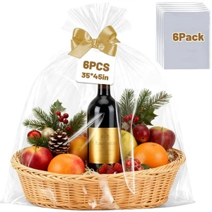 6 PIEZAS 35x45" Grandes Bolsas de Regalo de Celofán Transparente, 2.8 Mil, Navidad, Cestas - Imagen 1 de 7