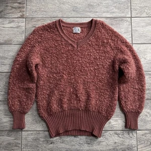 Suéter de Lana Acrílico Rosa True Vintage Sears Años 60 Grande Cuello en V Para Mujer Japón - Imagen 1 de 4