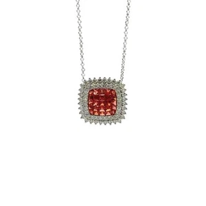 Collana oro bianco zaffiro arancione diamanti - Foto 1 di 5
