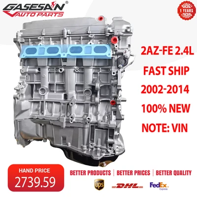 2AZ-FE 2AZ 2.4L Long Block Engine Assembly For 2002-2014 Toyota Camry Highlander - Image 1 of 4