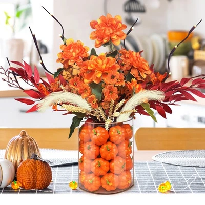 Flores artificiales de otoño para decoración, 43 piezas arreglo de flores de imitación con da... Foto 1 de 4