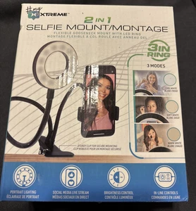 MY XTREME 2 In 1 Selfie Mount/Montage Flexible Gooseneck, Led Light Ring - Picture 1 of 2