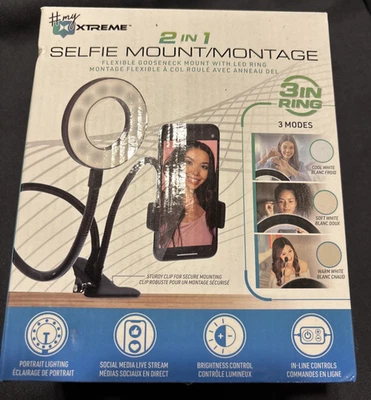MY XTREME 2 In 1 Selfie Mount/Montage Flexible Gooseneck, Led Light Ring - Image 1 of 2