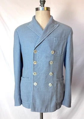 The Gigi Double-Breasted Blazer ZIGGY Cotton Linen 8 Button IT 48 US 38 Pea Coat - Image 1 of 4