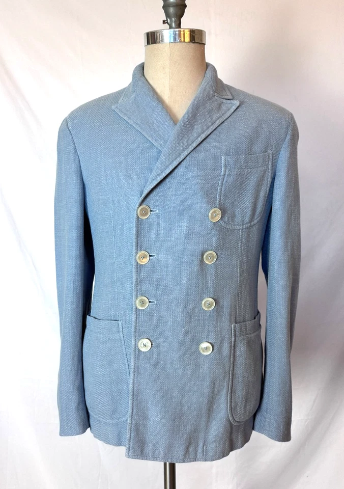 Blazer The Gigi Doble Pecho ZIGGY Algodón Lino 8 Botones IT 48 US 38 Abrigo Guisante Foto 1 de 4