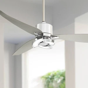 56" Vengeance Modern 3 Blade Indoor Ceiling Fan with LED Light Remote Chrome - Picture 1 of 10