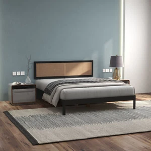 Casa Decor Tulum Platform Bed Rattan Bed Head Solid Wooden Frame - Picture 1 of 21