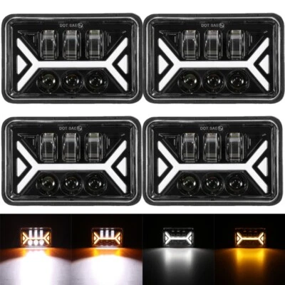 for Kenworth Freightliner FLD120 FLD112 Truck 4pcs 4x6" LED Headlights Hi/Lo DRL - Image 1 of 4