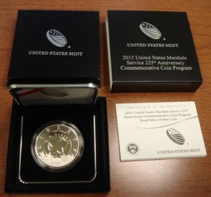 2015-P US Mint $1 Proof US Marshals Commemorative Silver Dollar BOX & COA - Picture 1 of 2