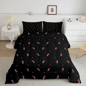 Cute Mushroom Kawaii Comforter Set Queen Kid Cartoon Bedding Set Red Mushroom... - Picture 1 of 6