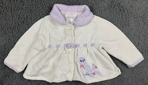 Janie Jack Cardigan Sweater Knit Purple White Bow Owl Viscose Girl 0-3 Months - Picture 1 of 8