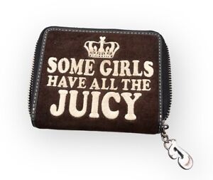 Some Girls Have All The Juicy Couture Wallet Black Tan Terry Cloth Zip Y2K